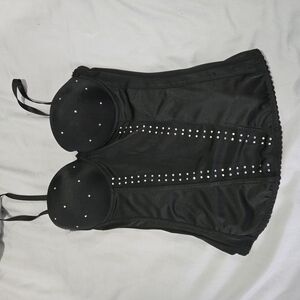 Black Corset Top with Rhinestone Accents